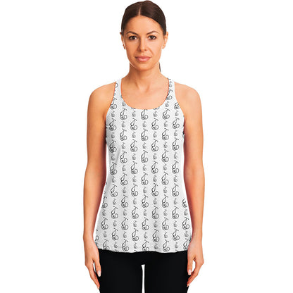 White And Black Stethoscope Print Women's Racerback Tank Top