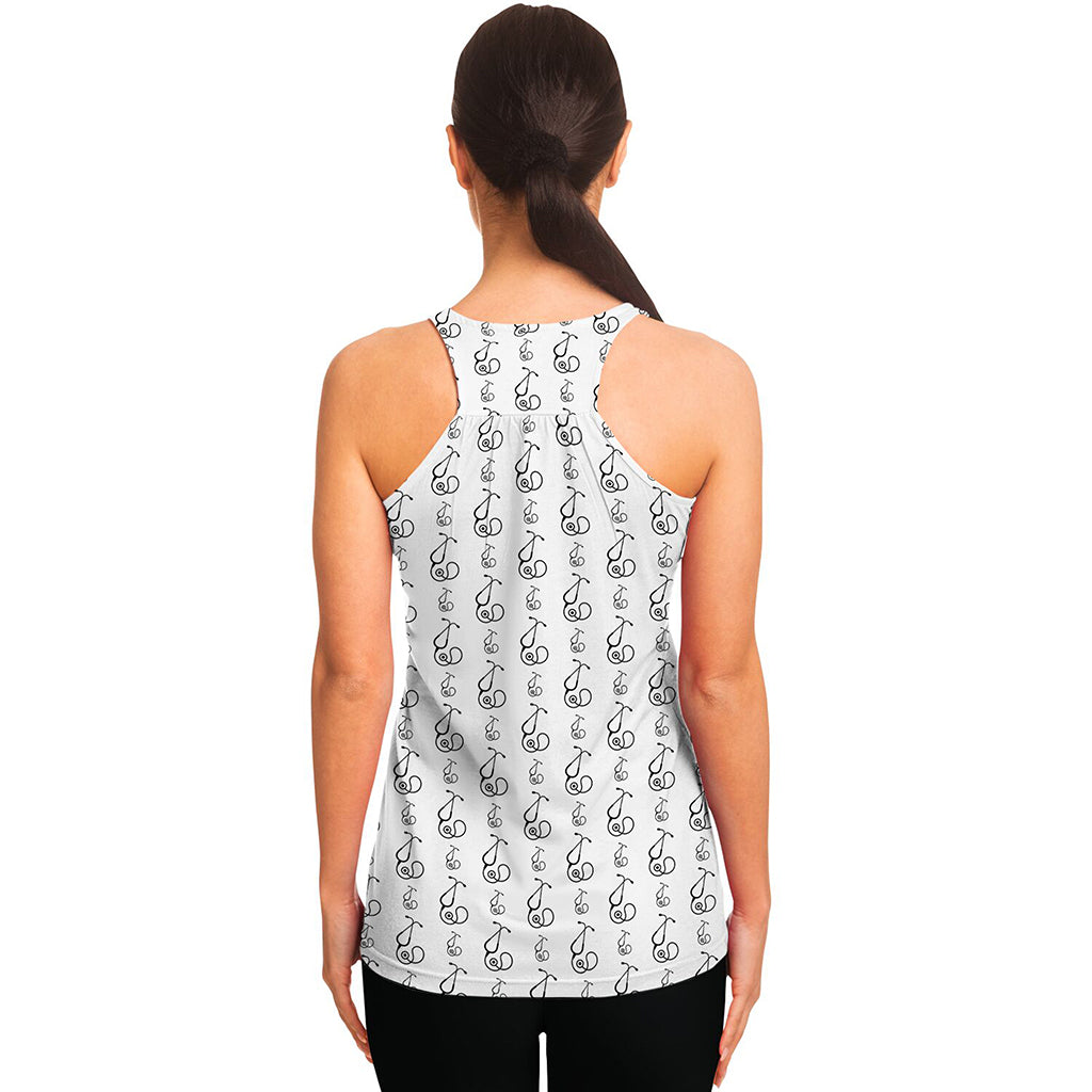 White And Black Stethoscope Print Women's Racerback Tank Top
