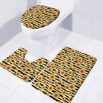 White And Black Stripe Sunflower Print 3 Piece Bath Mat Set