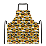 White And Black Stripe Sunflower Print Apron