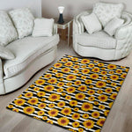 White And Black Stripe Sunflower Print Area Rug