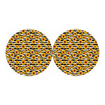 White And Black Stripe Sunflower Print Car Coasters
