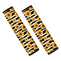 White And Black Stripe Sunflower Print Car Seat Belt Covers