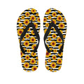 White And Black Stripe Sunflower Print Flip Flops