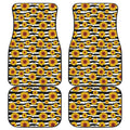 White And Black Stripe Sunflower Print Front and Back Car Floor Mats