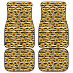 White And Black Stripe Sunflower Print Front and Back Car Floor Mats