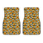 White And Black Stripe Sunflower Print Front Car Floor Mats