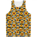 White And Black Stripe Sunflower Print Men's Tank Top