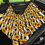 White And Black Stripe Sunflower Print Pet Car Back Seat Cover