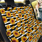 White And Black Stripe Sunflower Print Pet Car Back Seat Cover