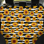 White And Black Stripe Sunflower Print Pet Car Back Seat Cover