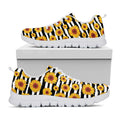 White And Black Stripe Sunflower Print White Running Shoes