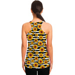 White And Black Stripe Sunflower Print Women's Racerback Tank Top