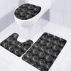 White And Black Sunflower Pattern Print 3 Piece Bath Mat Set