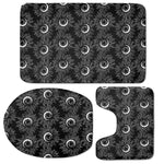 White And Black Sunflower Pattern Print 3 Piece Bath Mat Set