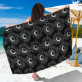 White And Black Sunflower Pattern Print Beach Sarong Wrap