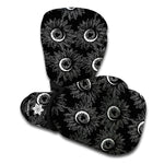 White And Black Sunflower Pattern Print Boxing Gloves
