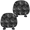 White And Black Sunflower Pattern Print Car Headrest Covers