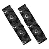 White And Black Sunflower Pattern Print Car Seat Belt Covers