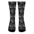 White And Black Sunflower Pattern Print Crew Socks