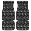 White And Black Sunflower Pattern Print Front and Back Car Floor Mats