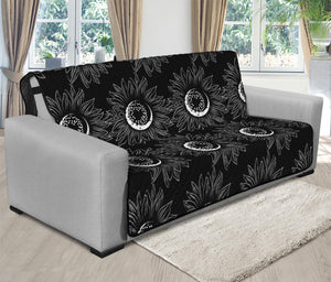 White And Black Sunflower Pattern Print Futon Protector