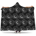 White And Black Sunflower Pattern Print Hooded Blanket