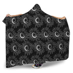 White And Black Sunflower Pattern Print Hooded Blanket