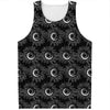 White And Black Sunflower Pattern Print Men's Tank Top