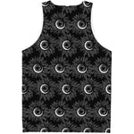 White And Black Sunflower Pattern Print Men's Tank Top