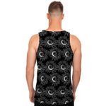 White And Black Sunflower Pattern Print Men's Tank Top