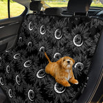 White And Black Sunflower Pattern Print Pet Car Back Seat Cover
