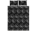 White And Black Sunflower Pattern Print Quilt Bed Set