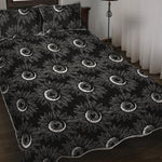 White And Black Sunflower Pattern Print Quilt Bed Set