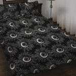White And Black Sunflower Pattern Print Quilt Bed Set