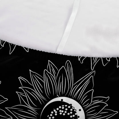 White And Black Sunflower Pattern Print Sofa Cover