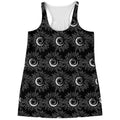 White And Black Sunflower Pattern Print Women's Racerback Tank Top