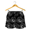 White And Black Sunflower Pattern Print Women's Shorts