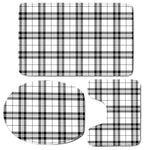 White And Black Tartan Pattern Print 3 Piece Bath Mat Set
