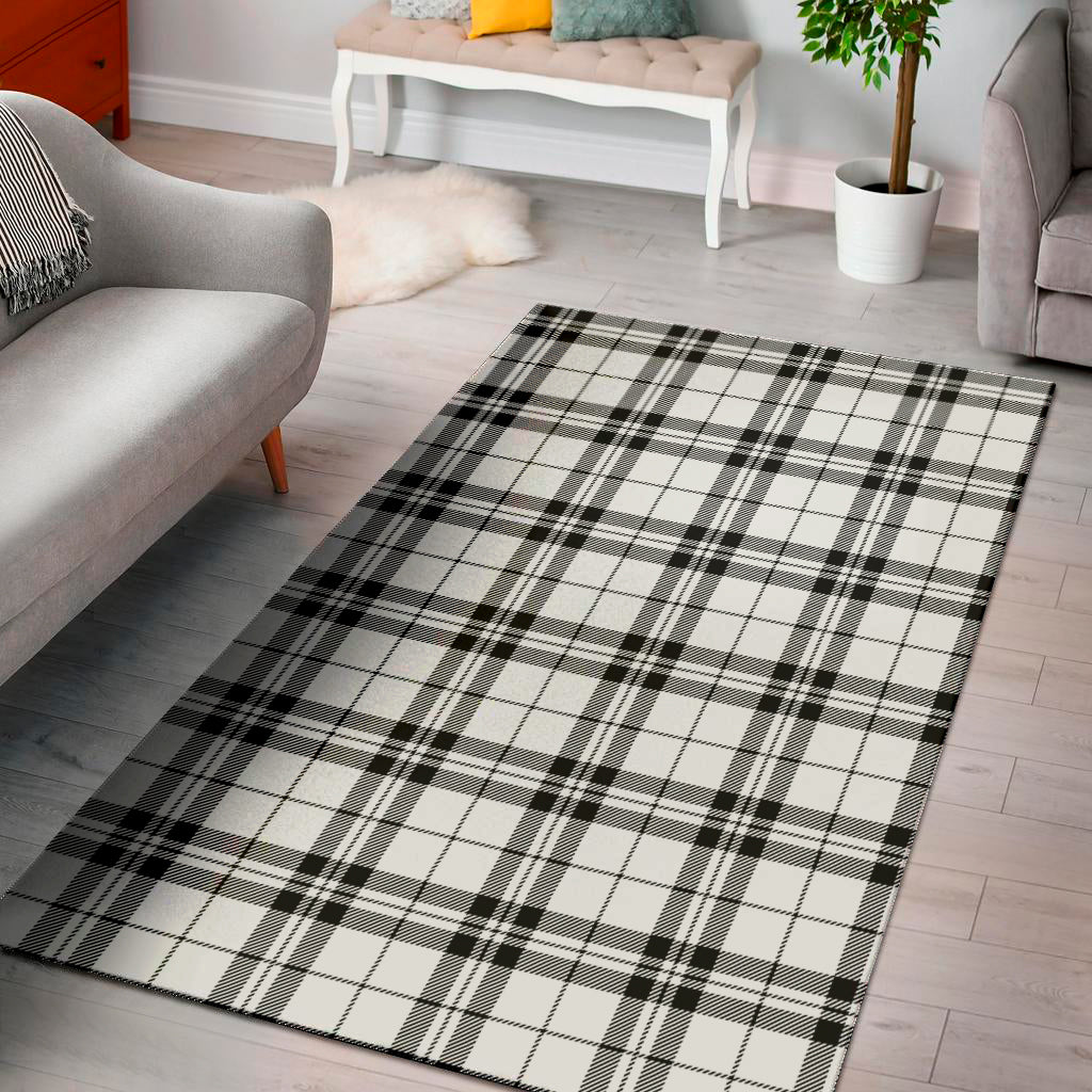 White And Black Tartan Pattern Print Area Rug
