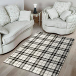White And Black Tartan Pattern Print Area Rug