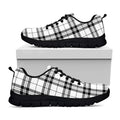 White And Black Tartan Pattern Print Black Running Shoes