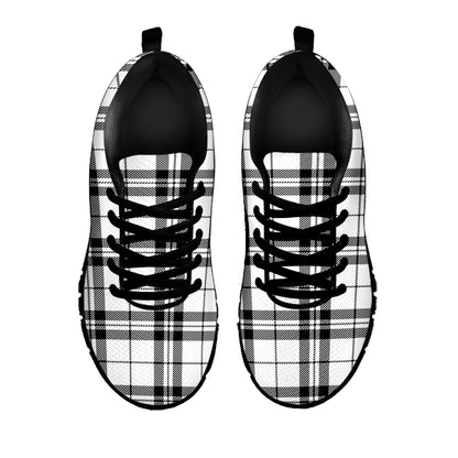 White And Black Tartan Pattern Print Black Sneakers