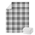 White And Black Tartan Pattern Print Blanket