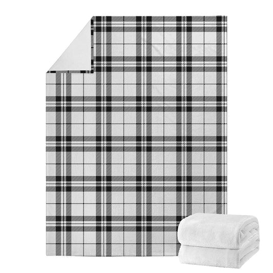 White And Black Tartan Pattern Print Blanket