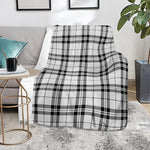 White And Black Tartan Pattern Print Blanket