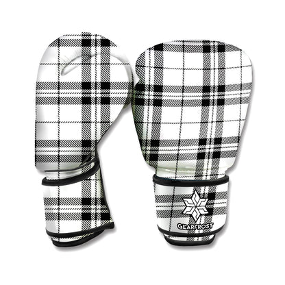 White And Black Tartan Pattern Print Boxing Gloves