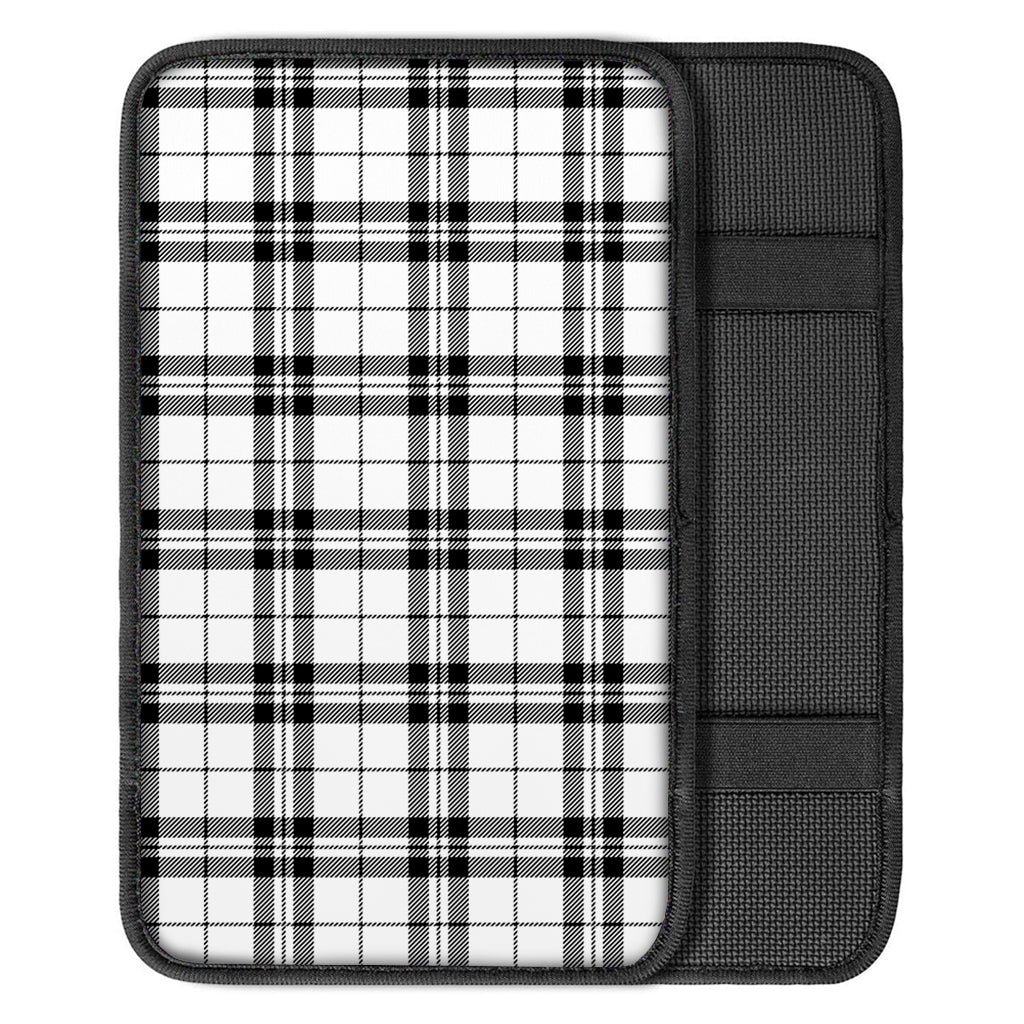 White And Black Tartan Pattern Print Car Center Console Cover