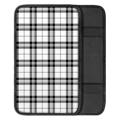 White And Black Tartan Pattern Print Car Center Console Cover