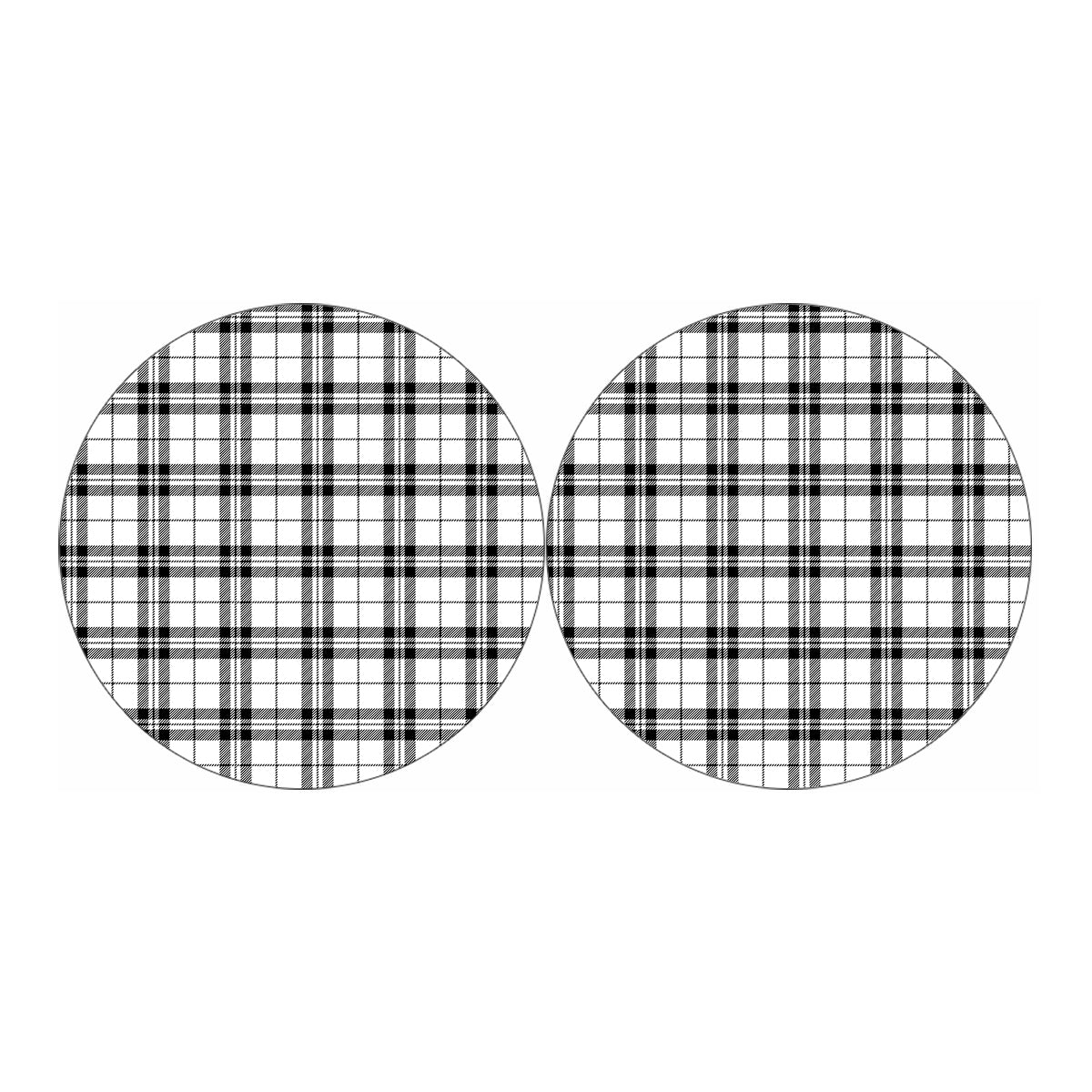 White And Black Tartan Pattern Print Car Coasters